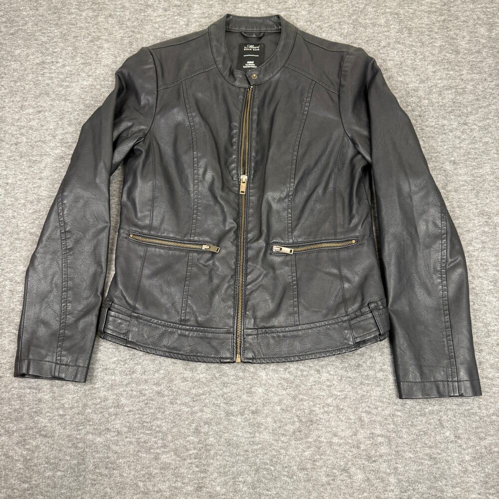Mavi Denim Wear Women's Moto Bomber Jacket Black size Small Minimalist